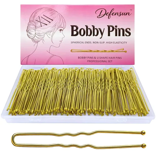 Miniatura 12 de Kit de 200 pines gruesos dorados y rubios, 150 horquillas para el cabello (2.2 pulgadas, 2.36 pulgadas, 2.75 pulgadas) + 50 pines en forma de U