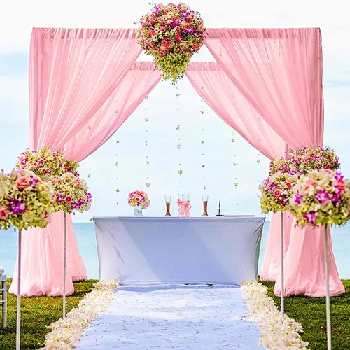 Miniatura 9 de DUOBAO Cortina de gasa naranja transparente de 10 pies, 2 paneles de 29 x 120 pulgadas, cortinas de tela de gasa para ceremonia de boda, cortinas