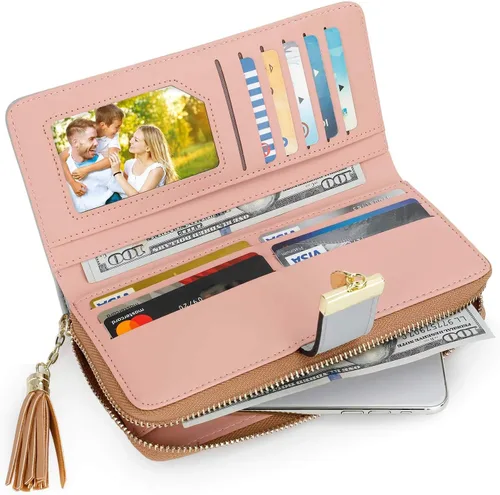 Miniatura 2 de Billeteras para mujer con múltiples ranuras para tarjetas y espacioso compartimento, Casual, L, Caqui