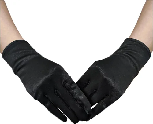 Guantes cortos de satén, guantes de ópera de los años 20 para mujeres, vestido de noche elástico, para novia, boda, fiesta de té