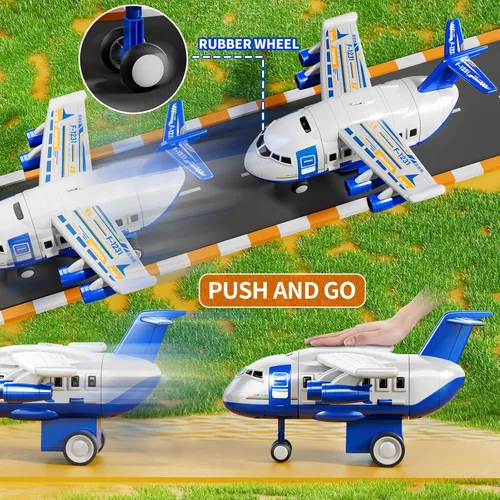 Miniatura 2 de MSKOLER Juguetes de avión para niños de 2 a 4 años – Pistas de carreras de autos de juguete para niños de 3 a 5 años con 8 juguetes de coche