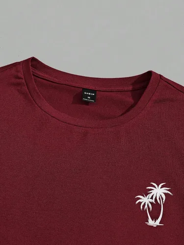 Miniatura 44 de GORGLITTER Conjunto de 2 piezas de camiseta gráfica de manga corta para hombre, estampado hawaiano con cordón y pantalones cortos