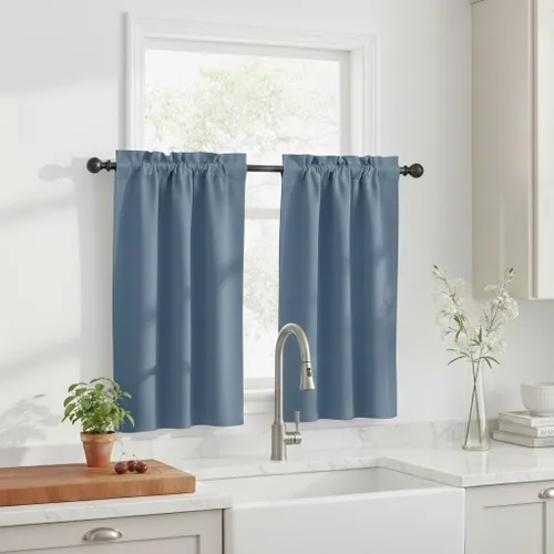 Miniatura 42 de NICETOWN Cenefas de Ventana Opacas con Aislamiento Térmico para Guardería - Paneles de Cortina con Bolsillo para Barra de Decoración del Hogar