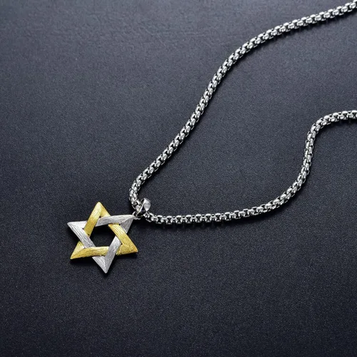 Miniatura 2 de PDTJMTG Collar judío de plata de ley con estrella de David para hombre