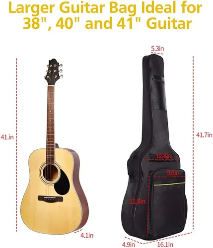 Miniatura 6 de Mdvora Bolsas de guitarra – Paquete de 1/2/3 bolsas de concierto, 38-41 pulgadas, funda para guitarra eléctrica y acústica, Oxford impermeable, dos