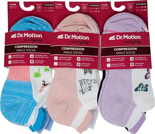 Miniatura 3 de Dr. Motion 6 pares de calcetines de compresión transpirables acolchados de corte bajo para mujer