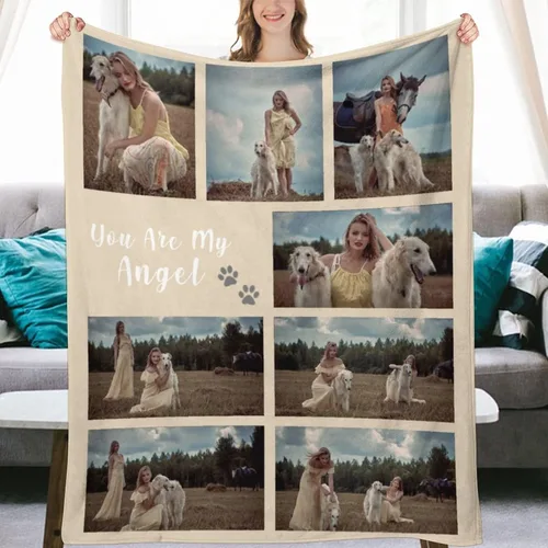 Miniatura 17 de Manta personalizada con texto fotográfico, manta con imagen para bebé, madre, padre, adultos, amigos, amantes, perros, mascotas, manta de franela