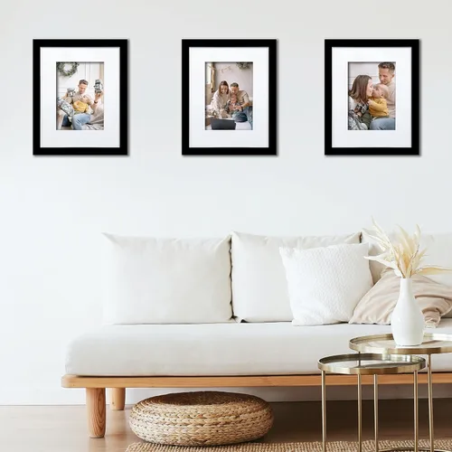 Miniatura 6 de Wiscet Juego de 3 marcos de fotos de 8 x 10 pulgadas, muestra fotos de 5 x 7 pulgadas con paspartú o de 8 x 10 pulgadas sin paspartú, marco de fotos