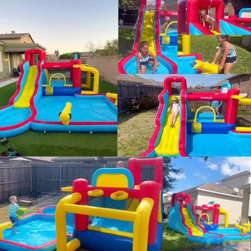 Miniatura 7 de AKEYDIY Casa de rebote de tobogán acuático, 13 × 12.5 pies, tobogán acuático inflable para niños grandes de 8 a 12 y 3 a 10 años, toboganes