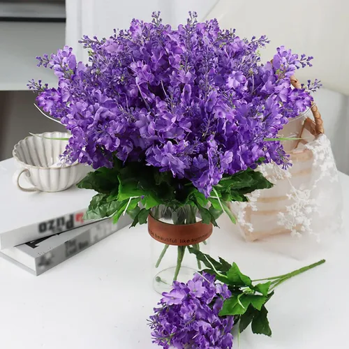 Miniatura 5 de ECYC Ltd Ramo de flores artificiales de jacinto de 13.78 pulgadas, flores de jacinto de seda con tallo de jacinto sintético para decoración de boda
