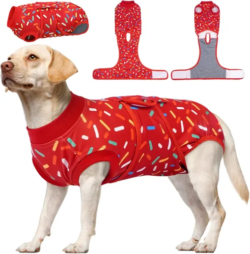 Miniatura 16 de Kuoser Traje de cirugía para perro, cómodo traje de recuperación para perros hembras para cirugía, mameluco protector posoperatorio, alternativa