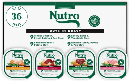 Miniatura 16 de Nutro Natural Choice - Trozos en salsa, comida húmeda para perros con variedad de cordero y ternera, bandejas de 3.5 oz (12 unidades, paquete de 2)