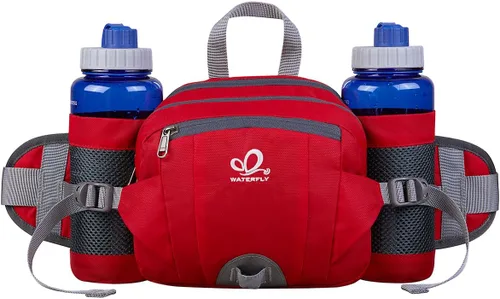 Miniatura 12 de Waterfly - Riñonera Fanny Pack: Bolso Fanny con 2 soportes para botellas de agua, cinturón lumbar, para senderismo, caminatas, correr, trotar
