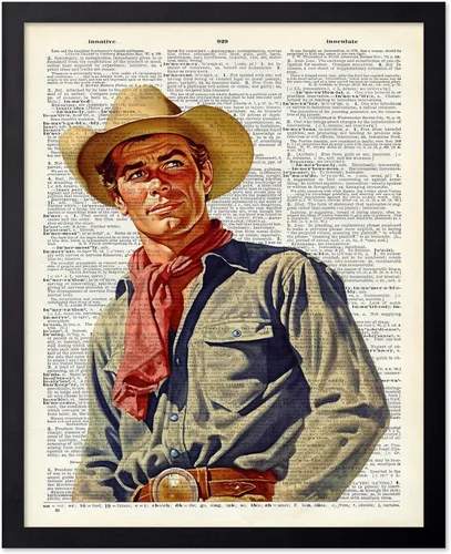 Miniatura 78 de Poster Master Póster de diccionario – Estampado retro de vaquero y caballo – Obra de arte del salvaje oeste – Diseño occidental – Arte moderno