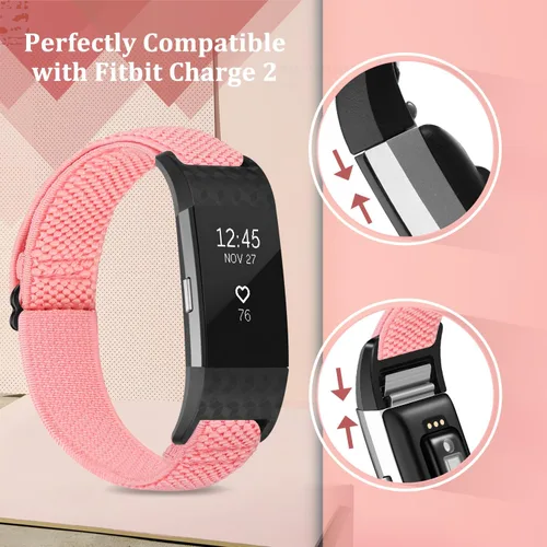 Miniatura 2 de TumpCez Bandas elásticas compatibles con Fitbit Charge 2, correa de repuesto ajustable elástica de nailon suave Solo Loop para Fitbit Charge 2