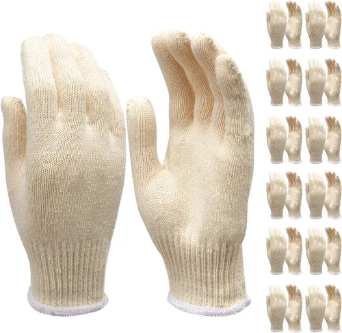 Guantes de seguridad de algodón blanco para barbacoa, guantes de trabajo a la parrilla, guantes de trabajo para hombres y mujeres, algodón de punto,