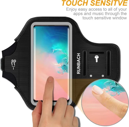 Miniatura 3 de Brazalete para Samsung Galaxy S26+/S25+/S24+/S23+/S22+/S20+/S10+/S9+/S8+, bolsa de gimnasio con soporte para llaves y ranura para tarjeta (negro)