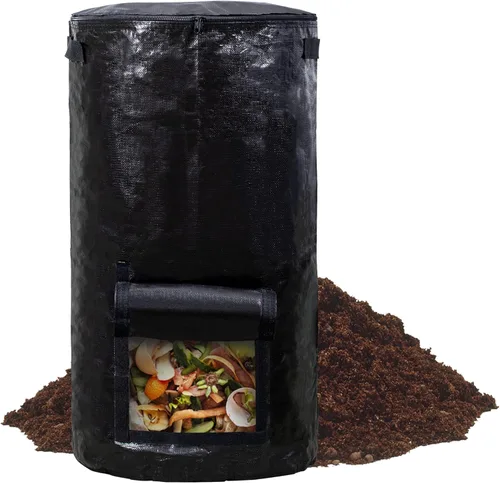 Miniatura 7 de MyLifeUNIT Contenedores de compostaje para exteriores, contenedor de compostaje para jardín exterior, bolsa de basura reutilizable para jardín, 34