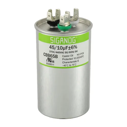 Miniatura 19 de 80/5 uF 80+5 MFD 370V o 440V CBB65 Capacitor Redondo de Arranque de Doble Funcionamiento 80 5 uF MFD 370 440 Voltios VAC para Condensador