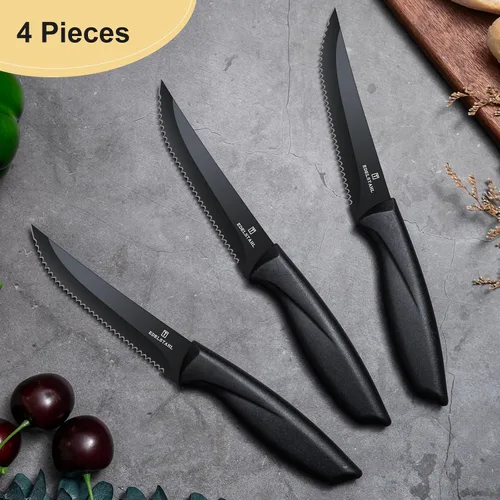 Miniatura 4 de Juego de 4 cuchillos para bistec, cuchillo premium para bistec, juego de cuchillos para bistec de acero inoxidable, cuchillo para bistec dentado