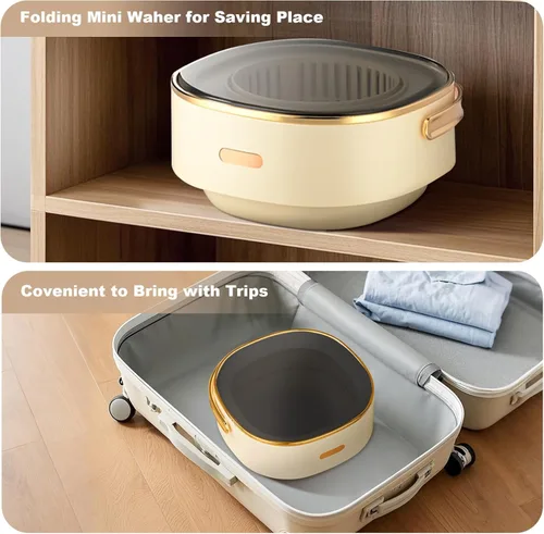 Miniatura 4 de Mini lavadora, pequeña lavadora compacta con 3 modos, máquina de lavandería inteligente completamente automática para apartamentos, camping