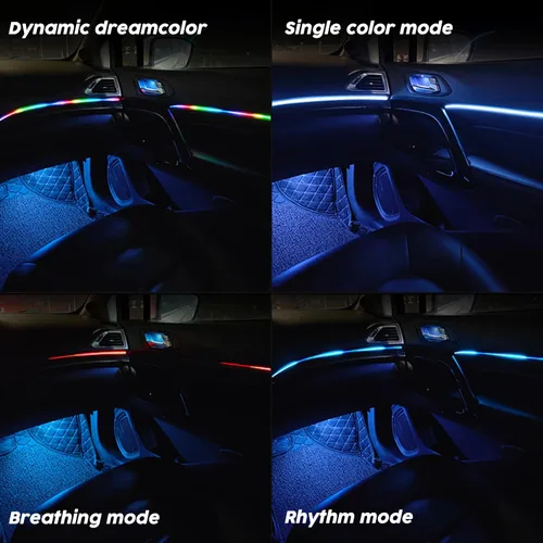 Miniatura 7 de Luces LED para interiores del automóvil, luces LED de acrílico RGB Dream Color para automóvil, kits de iluminación ambiental con aplicación