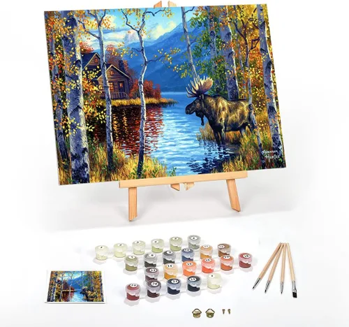 Miniatura 26 de Ledgebay Kit de Pintura por Números DIY para Adultos con Lienzo Enmarcado, de Principiante a Avanzado, los Kits Incluyen Juego de Pintura Acrílica