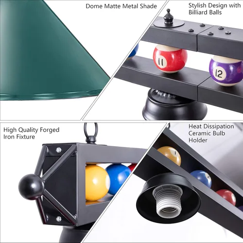 Miniatura 3 de Wellmet Luz de mesa de billar de 59 pulgadas, 3 luces colgantes para mesa de billar, luces de billar ajustables para mesa de billar de 7 pies, 8