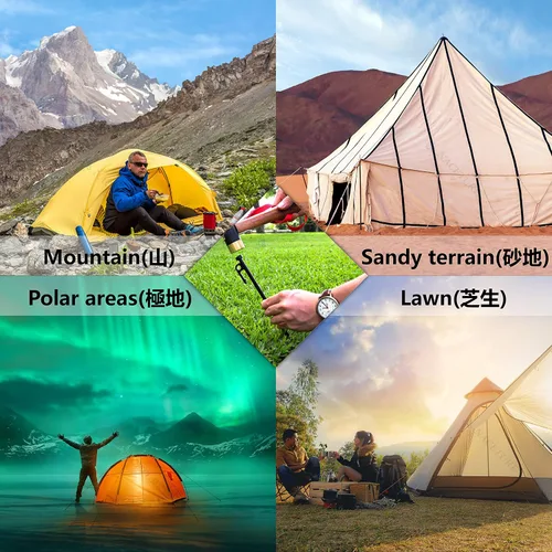 Miniatura 7 de Estaca Resistente para Tienda de Campaña de 12 Pulgadas, Paquete de 4 con Cuerdas Tensoras de Campamento, Estacas de Patio para Toldo, Estacas