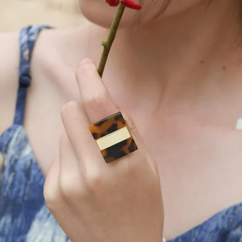 Miniatura 5 de Anillo de leopardo para mujer, joyería de leopardo, ajustable, chapado en oro, anillos acrílicos para mujer, anillo de tortuga, anillo de cóctel