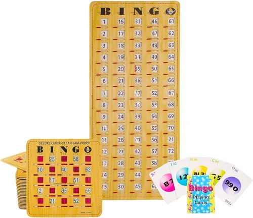 Miniatura 10 de MR CHIPS Tarjetas de bingo a prueba de atascos con ventanas deslizantes, 25 tarjetas de obturador de bingo reutilizables, 75 tarjetas de llamadas