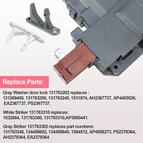 Miniatura 6 de Actualización 131763256 1317632 para lavadora Frigidaire Affinity Cerradura de puerta de carga frontal Lavadora Parte de reemplazo 131763202