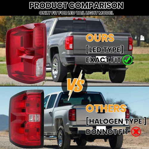 Miniatura 2 de Conjunto de luz trasera LED compatible con Chevy Silverado 1500 2016 2017 2018 lámpara de freno trasera trasera 84288718 lado izquierdo