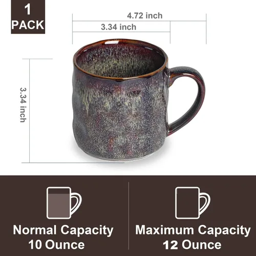 Miniatura 2 de Tazas de café de cerámica, tazas de cerámica de 12 onzas, tazas de té con asa, divertidas tazas de capuchino, aptas para lavavajillas, juego de 4