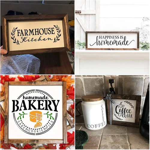 Miniatura 2 de 10 juegos de plantillas de cocina de granja, plantillas de pintura de letrero rústico de panadería casera para decoración de pared de comedor