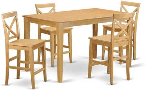 Miniatura 7 de East West Furniture CAPB5H-OAK-C - Juego de mesa de comedor de 5 piezas de altura de mostrador, incluye una mesa de cocina rectangular y 4 sillas