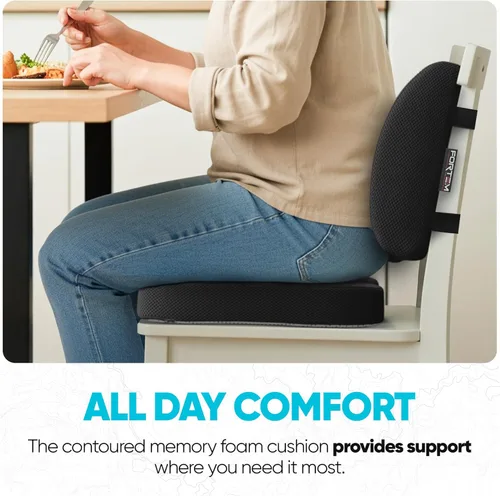 Miniatura 8 de FORTEM Cojín de asiento, Cojín para silla de oficina, Almohada de apoyo lumbar para silla de oficina, Espuma viscoelástica para alivio del dolor