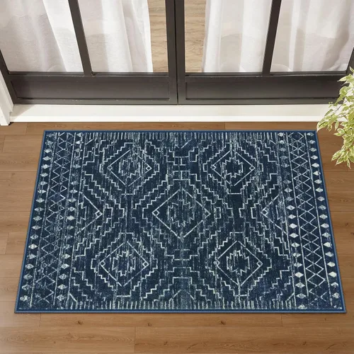 Miniatura 32 de Wonnitar Alfombra marroquí lavable de 5 x 7 pies, color negro, alfombra grande para sala de estar, antideslizante, bohemio, para dormitorio