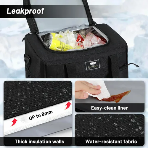 Miniatura 4 de MIER Lonchera Grande para Hombres Mujeres Adultos Hielera Aislada de Lados Suaves 30 Latas Bolsa de Almuerzo a Prueba de Fugas Plegable para Trabajo