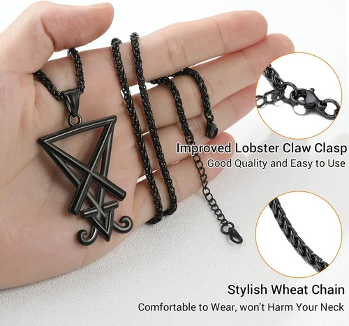 Miniatura 60 de PROSTEEL Satanic Jewelry Upside Down Cross Necklace for Men Women, 316L Stainless Steel/925 Sterling Silver Inverted Cross/Leviathan Cross Pendant