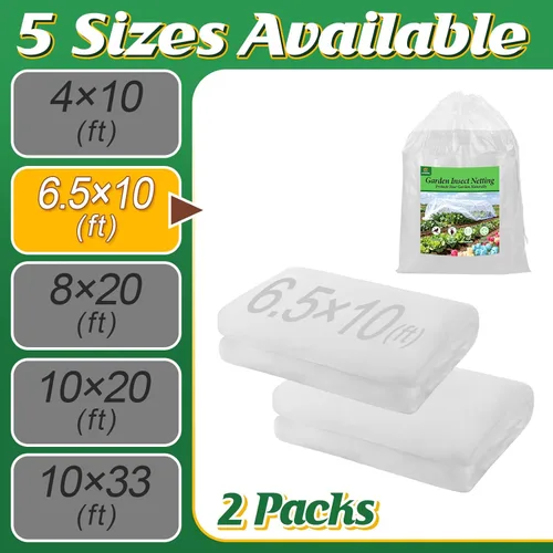 Miniatura 6 de Paquete de 2 redes de jardín de 6.5 x 10 pies, cubiertas de malla ultra fina para mantener alejadas las plagas de animales pequeños, pantalla