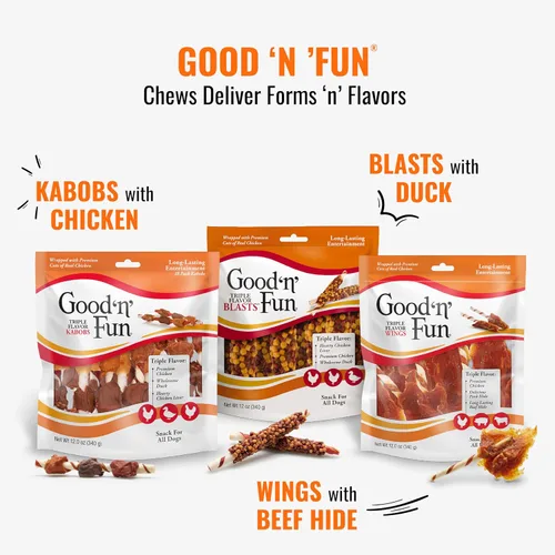 Miniatura 9 de Good 'n' Fun Rolls - Golosina para perros de larga duración, para perros grandes, con proteínas reales, piel de res y pollo premium, apoya la salud