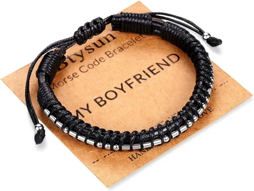 Miniatura 40 de Regalos inspiradores para hombres, pulseras con código morse, pulseras para hombre, regalos de graduación para él, Día del Padre, pulsera de cuero