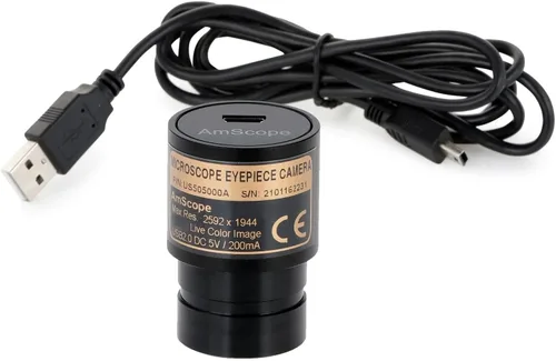 Miniatura 3 de AmScope Serie B120 Microscopio compuesto binocular LED para estudiantes y profesionales - aumento 40X-2500X - Incluye cámara USB de 3MP y cabezal