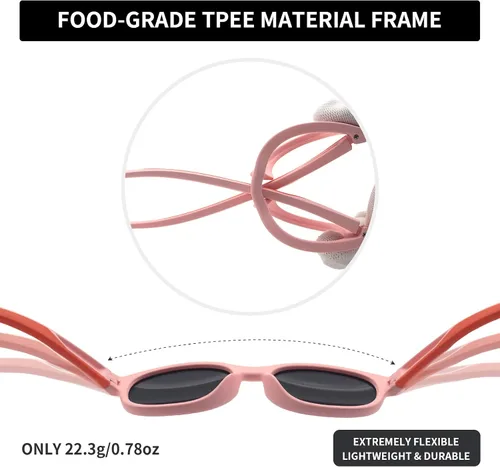 Miniatura 6 de DEAFRAIN Gafas de sol polarizadas para niños y niñas, marco TPEE para deportes, niños y jóvenes de 5 a 13 años con protección UV 100%