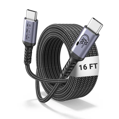 Miniatura 9 de Paquete de 2 cables USB 4 de 1 pie, cable USB C a USB C de 240 W, transferencia de datos de alta velocidad de 40 Gbps y salida de video de pantalla