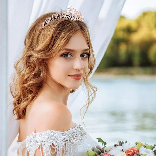 Miniatura 5 de Coronas de tiara de cristal para mujeres y niñas, corona elegante de princesa con peines, diademas para mujeres, nupcial, boda, baile de graduación