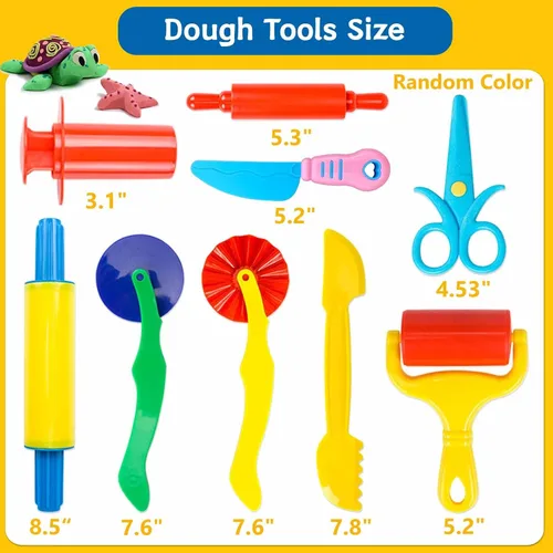 Miniatura 2 de Kit de herramientas de masa, 9 piezas básicas de arcilla y masa para niños, incluye rodillo, rodillos, tijeras de seguridad, extrusora de masa