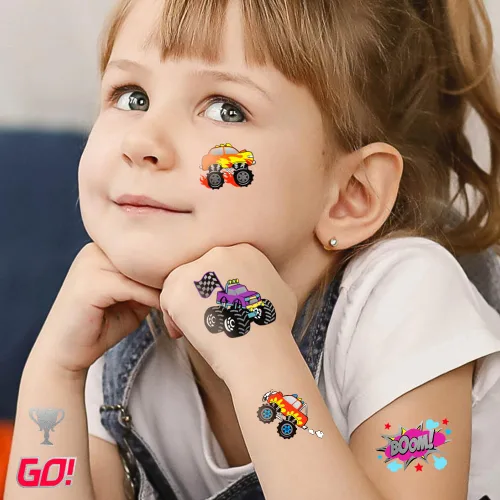 Miniatura 7 de 75 piezas de tatuajes temporales Hot Wheels para niños, decoraciones de cumpleaños Hot Wheels, recuerdos de fiesta Hot Wheels, tatuajes temporales