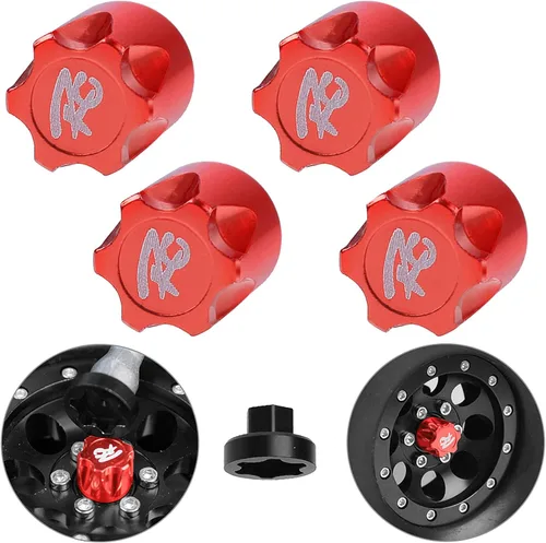 Hobbypark Adaptador de tapa central de llanta de automóvil RC de aluminio para 1/10 RC Crawler Traxxas TRX4 Axial SCX10 90046 D90 Redcat Gen7 (rojo)